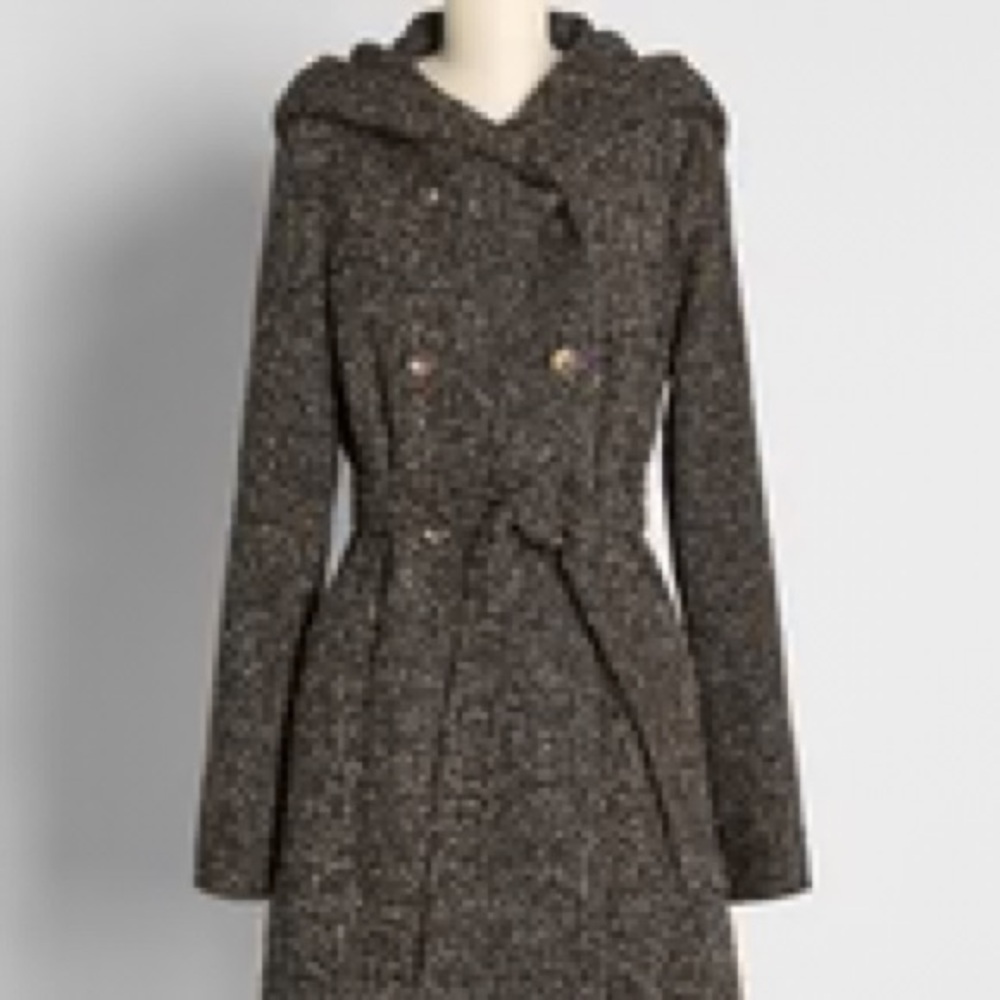 NWOT ModCloth Cookie Pie Hooded Coat XS Grey